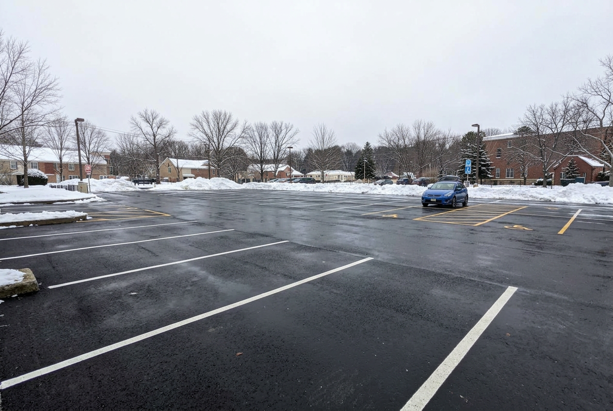 The same property after plowing and walkway snow removal